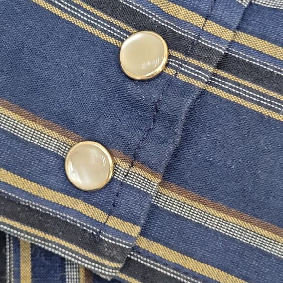 Vintage 90s Ely-Cattleman Pearl Snap Shirt XL 24x31 Western Stripes - Picture 9 of 11